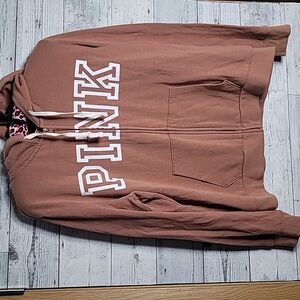 PINK Full Zip Logo Hoodie Size Large